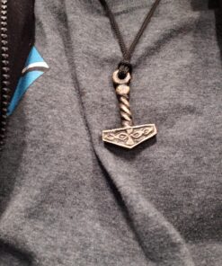 Norse Tradesman Thor's Hammer Necklace - Solid Brass Mjolnir Pendant with Adjustable Genuine Leather Cord 38 8195hLDlwOL