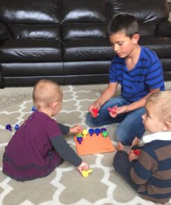 Skoolzy Montessori Sensory Pegboard 33 Piece Set - Develop Sensory Play Occupational Therapy STEM Learning Educational Toys for Kids 2+ - Includes Foam Board, Lacing String, Dice, Storage Bag, eBook Peg Set with Foam Board 47 8196 LU1UFL