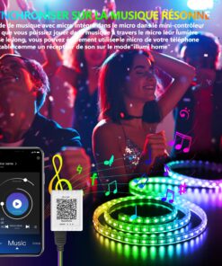 Nexillumi 100Ft LED Strip Lights Music Sync Color Changing RGB LED Strip Remote, Sensitive Built-in Mic, App Controlled LED Lights Rope Lights, 5050 RGB LED Light Strip(APP+Remote+Mic) 100 ft 15 81969ItCZSL