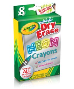 Crayola; Dry-Erase Neon Crayons; Art Tools; 8 Count; Washable; Perfect for Classroom Art Activities; Includes Sharpener and Erase Cloth 7 8196r3yiUEL