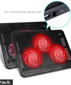 Alternative view of Havit HV-F2056 15.6-17 Inch Laptop Cooler Cooling Pad - Slim Portable USB Powered (3 Fans) (Black+Red) Black+Red