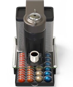 DecoBrothers Crystal Tempered Glass Vertuo Pod Holder Drawer, 24 Large or 48 Small Nespresso Capsule Organizer 48 pcs Capacity Black 27 8199EATrxL