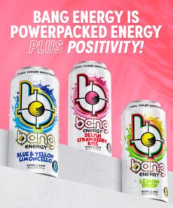 Bang Energy Delish Strawberry Kiss, Sugar-Free Energy Drink, 16 Fl Oz (Pack of 12) 16 Ounce (Pack of 12) 18 8199LrgjkL