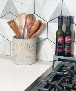 Folkulture Wooden Spoons for Cooking Set for Kitchen, Non Stick Cookware Tools or Utensils Includes Wooden Spoon, Spatula, Fork, Slotted Turner, Corner Spoon, Set of 5, 12 Inch, Acacia Wood (White) White 28 819D1o4krmL