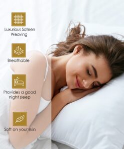 Superior Egyptian Cotton 300 Thread Count Bed Sheet Set, 1 Elastic Deep Pocket Fitted Sheet, 1 Flat Sheet, 1 Pillowcase, Soft Bedding, Luxury Sheets, Sateen Weave, Twin XL, White 15 819DeBmUL8L