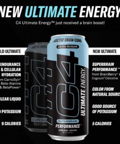 C4 Ultimate Sugar Free Energy Drink 16oz (Pack of 12) | Arctic Snow Cone | Pre Workout Performance Drink with No Artificial Colors or Dyes 16 Fl Oz (Pack of 12) 15 819E7DhljcL