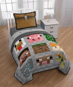 OETNAISAN Minecraft Twin Quilt & Sham Set - Featuring Creeper, Steve, & Alex (Official Minecraft Product) 12 819ECdPbqL