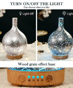 Porseme Silver Plated Essential Oil Diffuser Glass Aromatherapy Ultrasonic Humidifier Cool Mist, Auto Shut-Off,Timer Setting, BPA Free for Home Hotel Yoga Leisure SPA Office Premium Gift 100ml A3-100ml Silver Plated Aladdin 10 819EgnIiSL
