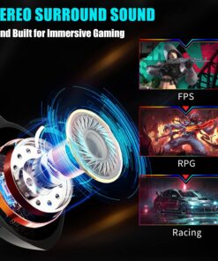 Alternative view of Ozeino Gaming Headset PS5 PS4 Headset with 7.1 Surround Sound, Gaming Headphones with Noise Cancelling Flexible Mic RGB LED Light Memory Earmuffs for PS5, PS4, Xbox one, PC, Mac Blue Large Wired