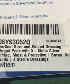 SilverSeal Burn and Wound Dressing | Hydrogel Pads with X-Static Silver | Soothing, Moist & Protective | Burns, Cuts & Wounds | 4 Sterile Dressings 4"x4" Patch (4 Count) 59 819JmCSj9RL