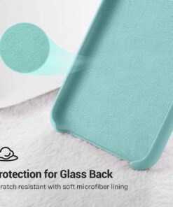 Alternative view of TORRAS Liquid Silicone iPhone X Case with Shockproof Full Protection Soft [Microfiber Cushion] Slim Fit Phone Case for iPhone X 5.8", Baby Mint
