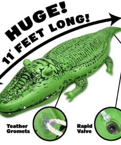 GoFloats Dragon Party Tube Inflatable Rafts - Choose From Fire Dragon and Ice Dragon, Pool Floats for Adults and Kids Alligator 20 819KElvdrGL