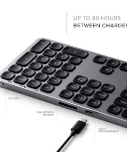 Alternative view of Satechi Aluminum Bluetooth Keyboard with Numeric Keypad - for M2/ M1 MacBook Pro/Air, M2/ M1 iPad Pro/Air, M2 Mac Mini, iMac M1 (Space Gray) English Space Gray