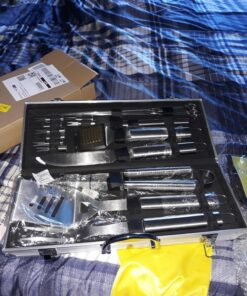 ROMANTICIST Complete Grill Accessories Kit - The Very Best Grill Gift on Birthday Wedding - Professional 21PC BBQ Accessories Set with Case for Outdoor Camping Grilling Smoking SILVER-1 33 819Lm2SUDeL