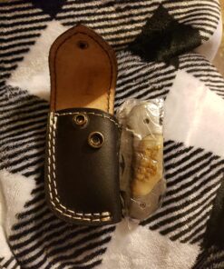 Custom made damascus blade & bolsters ram horn handle,with genuine leather sheath 5060-RD 43 819Lz 3mg6L