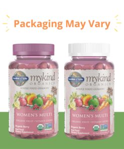 Garden of Life mykind Organics Women's Gummy Vitamins - Berry - Certified Organic, Non-GMO, Vegan, Kosher Complete Multi - Methyl B12, C & D3 - Gluten, Soy & Dairy Free, 120 Real Fruit Gummies 28 819M8Ohz8BL