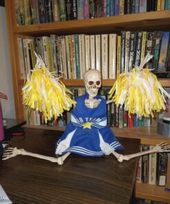 Prextex Skeleton Halloween & Day of The Dead Decoration for Home and Office - 19 Inch Posable Plastic Small Skeleton Toy Halloween Décor with Movable / Bendable Joints and 2 Sets of Body Accessories 19 inches 26 819Ml7ToUCL 1