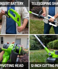 Greenworks 24V Cordless String Trimmer and Blower Combo Pack, 2Ah Battery and Charger Included STBA24B210 12" Trimmer + Blower (2.0Ah) 16 819NLO57WPS