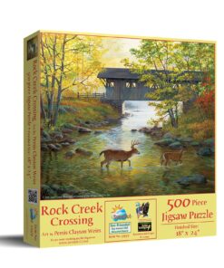 Alternative view of SUNSOUT INC - Rock Creek Crossing - 500 pc Jigsaw Puzzle by Artist: Persis Clayton Weirs - Finished Size 18" x 24" - MPN# 51979