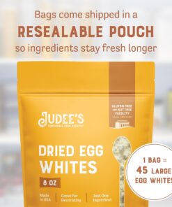 Judee’s Dried Egg White Protein Powder 8 oz - Pasteurized, USDA Certified, 100% Non-GMO - Gluten-Free and Nut-Free - Just One Ingredient - Made in USA - Use in Baking - Make Whipped Egg Whites 8 Ounce (Pack of 1) 25 819S0VoyG9L