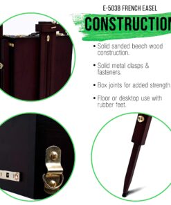 U.S. Art Supply Coronado Black Cherry Easel, Large Adjustable Wooden French Style Field and Studio Sketchbox Tripod Easel with Drawer, Artist Wood Palette, Premium Beechwood, Painting, Sketching Stand 24 819UH3rjUJL