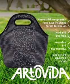Artovida Artists Collective Insulated Neoprene Lunch Bag - Washable Soft Lunch Tote for Work and Picnic - Design by Tobe Fonseca (Brazil) Furr Division - Classic Tobe Fonseca Furr Div. Cats 14 819ULBzE6RL