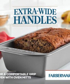 Farberware Bakeware Meatloaf/Nonstick Baking Loaf Pan Set, Two 9-Inch x 5-Inch, Gray Two 9-Inch x 5-Inch Loaf Pans 28 819Vu 2O 2L