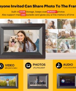 KODAK Digital Picture Frame, 32G10.1 Inch WiFi Digital Photo Frame 1280x800 HD IPS Touch Screen, Auto-Rotate, Share Photos and Videos via KODAK App, Gifts for Friends and Family 1012 Black-32G 20 819X9DIKTxL