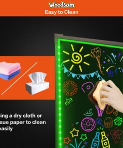Woodsam Dry Erase Led Board - 16" x 12" Erasable Neon Writing Message Drawing Sign Board with 2 Liquid Chalk Markers for Home/Shop #1 16" X 12" 18 819bfZ2TudL