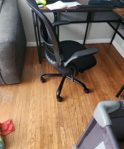 Sweetcrispy Office Computer Desk Chair, Ergonomic Mid-Back Mesh Rolling Work Swivel Task Chairs with Wheels, Comfortable Lumbar Support, Comfy Flip-up Arms for Home, Bedroom, Study, Student, Black 1 Chair 33 819c4U6mXZL