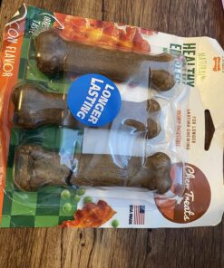 Nylabone Healthy Edibles All-Natural Long Lasting Bacon Flavor Chew Treats 1 count pack of 3 Bacon Small/Regular Small Treats for Dogs Up to 25 lbs. 3 Bacon Dog Treats 32 819cqjmysJL