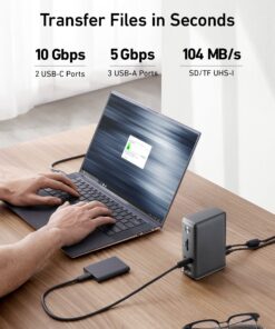 Anker 575 USB-C Docking Station (13-in-1), 85W Charging for Laptop, 18W Charging for Phone, Triple Display, 4K HDMI, 10 Gbps USB-C and 5 Gbps USB-A Data, Ethernet, Audio, SD 3.0 30 819cub46e2L