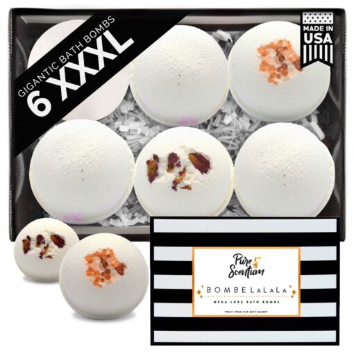 Pure Scentum Extra Large 6oz Vegan Bath Bombs for Women - US Made Organic 6 Relaxing Bath Bomb Gift Set for Women – Luxurious, Organic Bath Bombs for Women and Men (BombeLaLaLa) Bombelalala