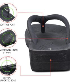 AEROTHOTIC Women's Comfortable Arch Support Summer Orthotic Flip Flops Sandals 9 Crystal Black 26 819eac8A6OS