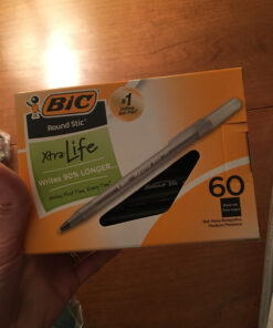 BIC Round Stic Xtra Life Ballpoint Pens, Medium Point (1.0mm), Black, 60-Count Pack, Flexible Round Barrel For Writing Comfort (GSM609-BLK) 60 Count (Pack of 1) 41 819g8OVjyRL