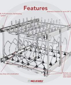 Rev-A-Shelf 2-Tier Kitchen Cabinet Pull Out 21" Cabinet Organizer for Pots, Pans, and Lid Cookware, Adjustable Heavy Duty Wire, Chrome, 5CW2-2122-CR 21 in. 25 819k9G1CQ4L
