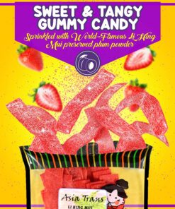 Alternative view of Li Hing Mui Strawberry Belts 2.70 Ounce - Packed Fresh in Hawaii. Sweet and Tart strawberry belt candy sprinkled with Li Hing Mui Plum powder.