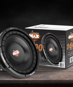 Lanzar 12in Car Subwoofer Speaker - Black Non-Pressed Paper Cone, Stamped Steel Basket, Dual 4 Ohm Impedance, 1600 Watt Power and Foam Edge Suspension for Vehicle Audio Stereo Sound System - MAXP124D 12 819kwmyjzRL