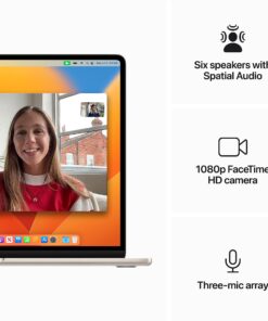 Apple 2023 MacBook Air Laptop with M2 chip: 15.3-inch Liquid Retina Display, 8GB Unified Memory, 256GB SSD Storage, 1080p FaceTime HD Camera, Touch ID. Works with iPhone/iPad; Starlight 8GB RAM Without AppleCare+ 12 819oTthOTBL