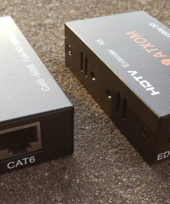 ATXOM HDMI Over Ethernet Extender, Over Cat 5e/6/7 LAN Cable, Up to 200Ft, Full HD 1080P @ 60HZ, EDID Copy, Dolby Digital/DTS Compatible, High Resolution Signal, POC Transmitter and Receiver 44 819oXICUsVL