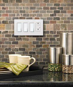 Lutron Claro 4 Gang Decorator/Rocker Wallplate, Gloss, White (1-Pack) | CW-4-WH 1 Pack 22 819pZxAN6FL