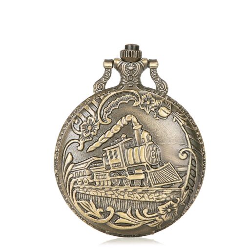 Train Copper Dangle Pendant Quartz Pocket Watch