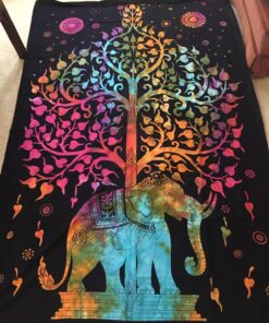 Marubhumi Psychedelic Mandala Hippy Tie Dye Tree of Life Room Decorations Tapestry Wall Hanging Tapestries (Multi Black, Twin Size, 85 x 55 Inch) Multi Black 27 819vo3s2dlL