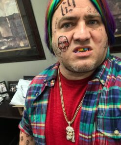 TSANLY 69 Gold Grillz Rainbow Style Like Tekashi69 Set 24K Plated Gold Teeth Grillz for Men + Storage Case + Microfiber Cloth 9 819ybjyzL5L