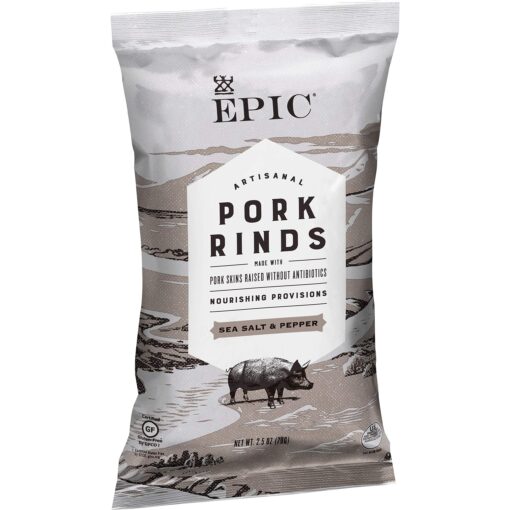 Epic Provisions Sea Salt & Pepper Pork Rinds Keto Friendly, Paleo Friendly, 2.5 oz 2.5 Ounce (Pack of 1)