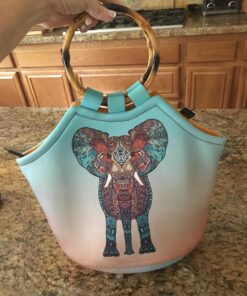 Artovida Artists Collective Lunch Purse | 11 x 15 x 6 Inches Large Reusable Insulated Lunch Tote with Inside Pocket - Design by Monika Strigel (Germany) Elephant - Bamboo Monika Strigel (Germany) - Boho Summer Elephant 43 81A1pIgijRL