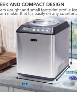 Whynter ICM-201SB Upright Automatic Ice Cream Maker with Built-in Compressor, no pre-freezing, LCD Digital Display, 2.1 Quart Capacity, Black Gray 26 81A24oBUBBL