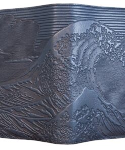 Oberon Design Genuine Leather Refillable Journal Cover with a Hardbound Blank Insert, 6x9 Inches, Hokusai Wave, Navy with a Pewter Button, Made in the USA 11 81A2yWagwGL