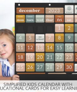 The Ultimate Classroom Calendar Pocket Chart for Kids - Simplified Calendar with Educational Cards for Easy Learning - Fun Boho Classroom/Teacher Must Have Supplies That Fits Nicely w/Any School Decor Calendar for Kids 27 81A3t AqclL