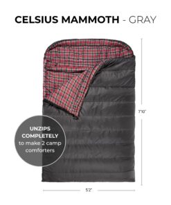 Alternative view of TETON Sports Mammoth Queen Size Sleeping Bag- Double Sleeping Bag – A Warm Bag The Whole Family can Enjoy – Great Sleeping Bag for Camping, Hunting and Base Camp. Compression Sack Included Grey Mammoth 20F